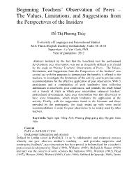 Beginning Teachers’ Observation of Peers – The Values, Limitations, and Suggestions from the Perspectives of the Insiders