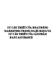 Sự cần thiết của hoạt động marketing trong ngân hàng và sự cần thiết của sản phẩm bancassurance