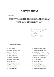 Bài tập nhóm Thực trạng thị trường bất động sản Việt Nam từ 1986 đến nay