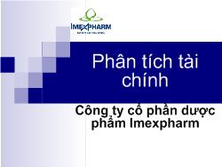 Đề tài Phân tích tài chính công ty cổ phần dược phẩm Imexpharm