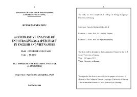 Luận văn A contrastive analysis of encouraging as a speech act in english and vietnamese