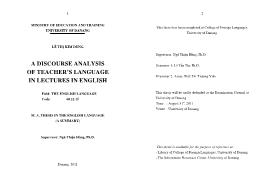 Luận văn A discourse analysis of teacher’s language in lectures in english