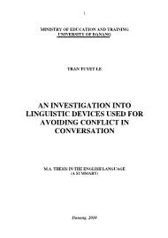 Luận văn An investigation into linguistic devices used for avoiding conflict in conversation