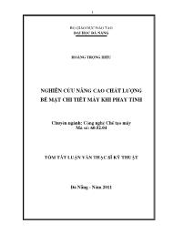 Luận văn Nghiên cứu nâng cao chất lượng bề mặt chi tiết máy khi phay tinh