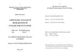 Luận văn A discourse analysis of book reviews in english and vietnamese