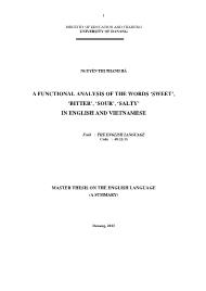 Luận văn A functional analysis of the words ‘sweet’, ‘bitter’, ‘sour’, ‘salty’ in english and vietnamese