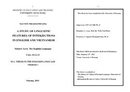Luận văn A study of linguistic features of interjections in english and vietnamese