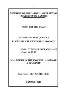 Luận văn A study of pre-Sequences in english and vietnamese apology