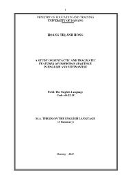 Luận văn A study on syntactic and pragmatic features of insertion sequence in english and vietnamese