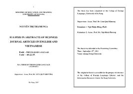 Luận văn Ellipsis in abstracts of business journal articles in english and vietnamese