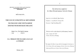 Luận văn The use of conceptual metaphor in english and vietnamese idioms with human organs