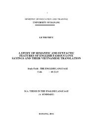 Luận văn A study of semantic and syntactic features of english famous love sayings and their vietnamese translation