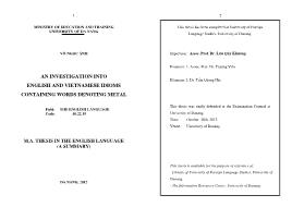 Luận văn An investigation into english and vietnamese idioms containing words denoting metal