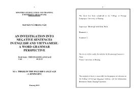 Luận văn An investigation into negative sentences in english and vietnamese: a word grammar perspective