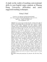 A study on the reality of teaching conversational skills to non-English major students at Phuong Dong University: difficulties and some suggested teaching techniques