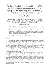 Áp dụng tiêu chuẩn kỹ năng nghề du lịch Việt Nam(VTOS) trong đào tạo và hoạt động tác nghiệp của đội ngũ hướng dẫn viên du lịch tại Công ty lữ hành Saigontourist Hà Nội