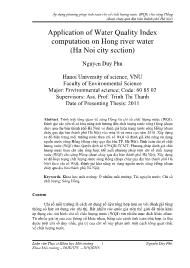 Application of Water Quality Index computation on Hong river water (Ha Noi city section)