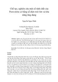 Chế tạo, nghiên cứu một số tính chất của Perovskite có hằng số điện môi lớn và khả năng ứng dụng