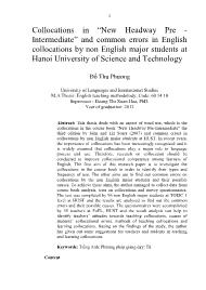 Collocations in “New Headway Pre -Intermediate” and common errors in English collocations by non English major students at Hanoi University of Science and Technology