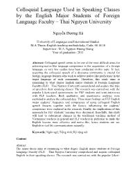 Colloquial Language Used in Speaking Classes by the English Major Students of Foreign Language Faculty – Thai Nguyen University