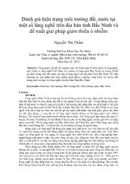 Đánh giá hiện trạng môi trường đất, nước tại một số làng nghề trên địa bàn tỉnh Bắc Ninh và đề xuất giải pháp giảm thiểu ô nhiễm