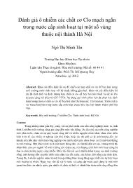 Đánh giá ô nhiễm các chất cơ Clo mạch ngắn trong nước cấp sinh hoạt tại một số vùng thuộc nội thành Hà Nội