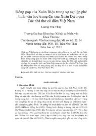 Đóng góp của Xuân Diệu trong sự nghiệp phê bình văn học trung đại của Xuân Diệu qua Các nhà thơ cổ điển Việt Nam