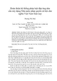 Hoàn thiện hệ thống pháp luật đáp ứng nhu cầu xây dựng Nhà nước pháp quyền xã hội chủ nghĩa Việt Nam hiện nay