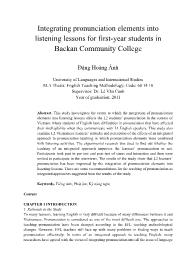 Integrating pronunciation elements into listening lessons for first-Year students in Backan Community College