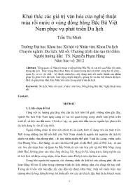 Khai thác các giá trị văn hóa của nghệ thuật múa rối nước ở vùng đồng bằng Bắc Bộ Việt Nam phục vụ phát triển Du lịch