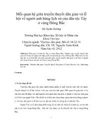 Mối quan hệ giữa truyền thuyết dân gian và lễ hội về người anh hùng lịch sử của dân tộc Tày ở vùng Đông Bắc