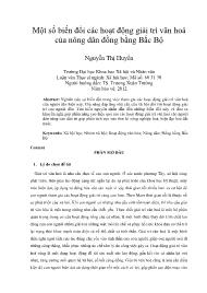 Một số biến đổi các hoạt động giải trí văn hoá của nông dân đồng bằng Bắc Bộ
