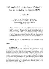 Một số yếu tố tâm lý ảnh hưởng đến hành vi bạo lực học đường của học sinh THPT