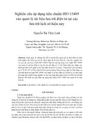 Nghiên cứu áp dụng tiêu chuẩn ISO 15489 vào quản lý tài liệu lưu trữ điện tử tại các lưu trữ lịch sử hiện nay