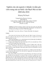 Nghiên cứu căn nguyên vi khuẩn và nấm gây viêm màng não tại bệnh viện Bạch Mai từ năm 2008 đến 2010