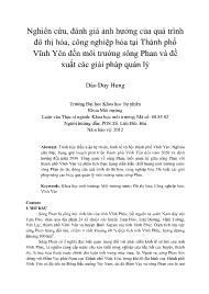 Nghiên cứu, đánh giá ảnh hưởng của quá trình đô thị hóa, công nghiệp hóa tại Thành phố Vĩnh Yên đến môi trường sông Phan và đề xuất các giải pháp quản lý