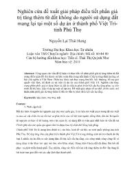 Nghiên cứu đề xuất giải pháp điều tiết phần giá trị tăng thêm từ đất không do người sử dụng đất mang lại tại một số dự án ở thành phố Việt Trìtỉnh Phú Thọ