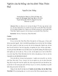 Nghiên cứu hệ thống văn bia đình Thừa Thiên Huế