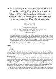 Nghiên cứu luật kết hợp và thử nghiệm khai phá Cơ sở dữ liệu Hợp đông giao nhận vận tải tại Công ty STC Việt Nam nhằm phát hiện ra xu hƣớng về các điều khoản giao nhận vận tải lựa chọn trong các hợp đồng vận tải hàng hóa