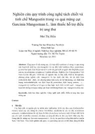 Nghiên cứu quy trình công nghệ tách chiết và tinh chế Mangostin trong vỏ quả măng cụt Garcinia Mangostnan L. làm thuốc hỗ trợ điều trị ung thư