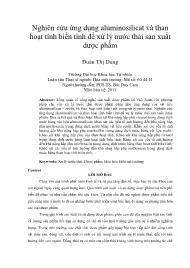 Nghiên cứu ứng dụng aluminosilicat và than hoạt tính biến tính để xử lý nước thải sản xuất dược phẩm