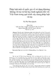 Pháp luật một số quốc gia về sử dụng khoảng không vũ trụ và bài học kinh nghiệm đối với Việt Nam trong quá trình xây dựng pháp luật vũ trụ