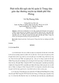 Phát triển đội ngũ cán bộ quản lý Trung tâm giáo dục thường xuyên tại thành phố Hải Phòng