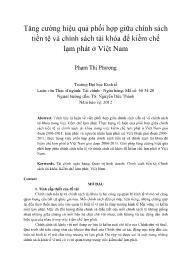 Tăng cường hiệu quả phối hợp giữa chính sách tiền tệ và chính sách tài khóa để kiềm chế lạm phát ở Việt Nam