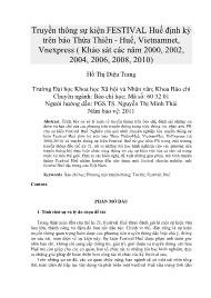 Truyền thông sự kiện FESTIVAL Huế định kỳ trên báo Thừa Thiên - Huế, Vietnamnet, Vnexpress ( Khảo sát các năm 2000, 2002, 2004, 2006, 2008, 2010)
