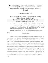 Understanding Diversity simh and propose measures for biodiversity conservation of Hanoi