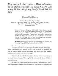 Ứng dụng mô hình Hydrus – 1D để mô phỏng sự di chuyển của kim loại nặng (Cu, Pb, Zn) trong đất lúa xã Đại Áng, huyện Thanh Trì, Hà Nội