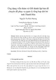 Ứng dụng viễn thám và GIS thành lập bản đồ chuyên đề phục vụ quản lý tổng hợp đới bờ tỉnh Thanh Hóa
