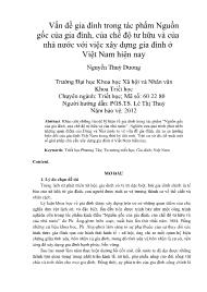 Vấn đề gia đình trong tác phẩm Nguồn gốc của gia đình, của chế độ tư hữu và của nhà nước với việc xây dựng gia đình ở Việt Nam hiện nay