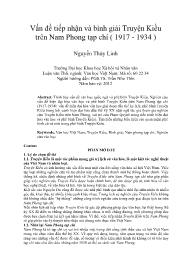 Vấn đề tiếp nhận và bình giải Truyện Kiều trên Nam Phong tạp chí (1917 - 1934)